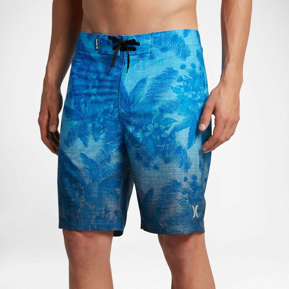 Hurley Blue Tropical Print Men's Hybrid Shorts